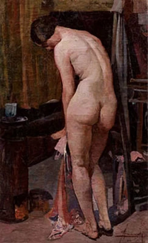  25-Angelo Landi-Interno con nudo di schiena 